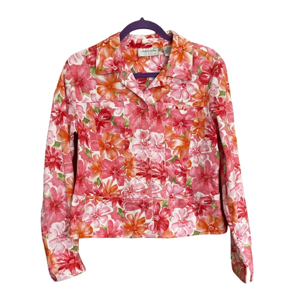 Lemon Grass Pink Floral Tapestry Blazer Size Medium